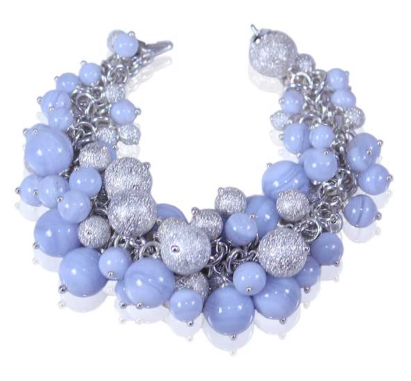 Blue Lace agate and sterling silver bracelet by Deberitz