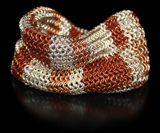 Bracelet in sterling silver, bronze and copper by Deberitz.