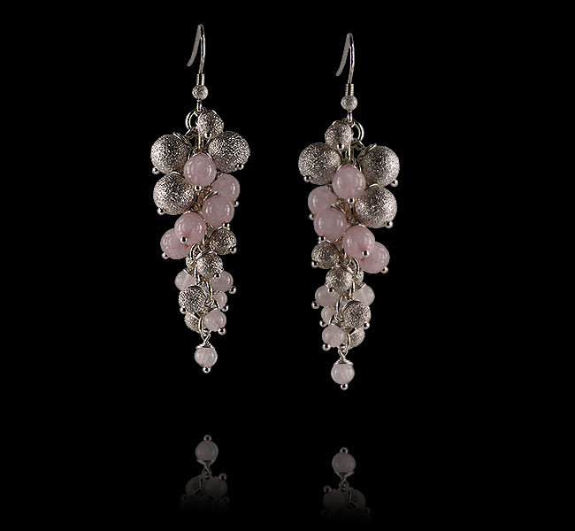 Pretty pink earrings in sterling silver by Deberitz.